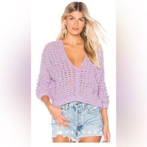 Free People Best Of You V Neck Sweater in Purple Moon size medium